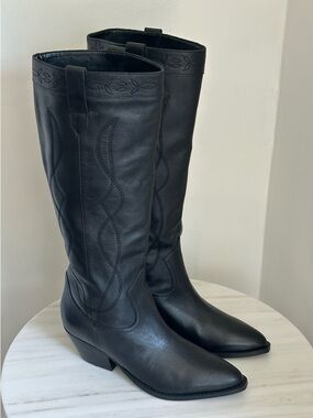 Marc Fisher Edania Embroidered Leather Tall Western Boots